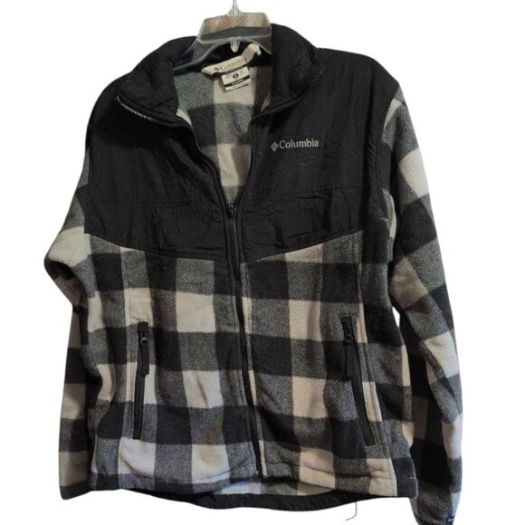 Columbia Sweater Interchange Inner Layer in Black/white Plaid full zip up Pocket - Picture 1 of 7